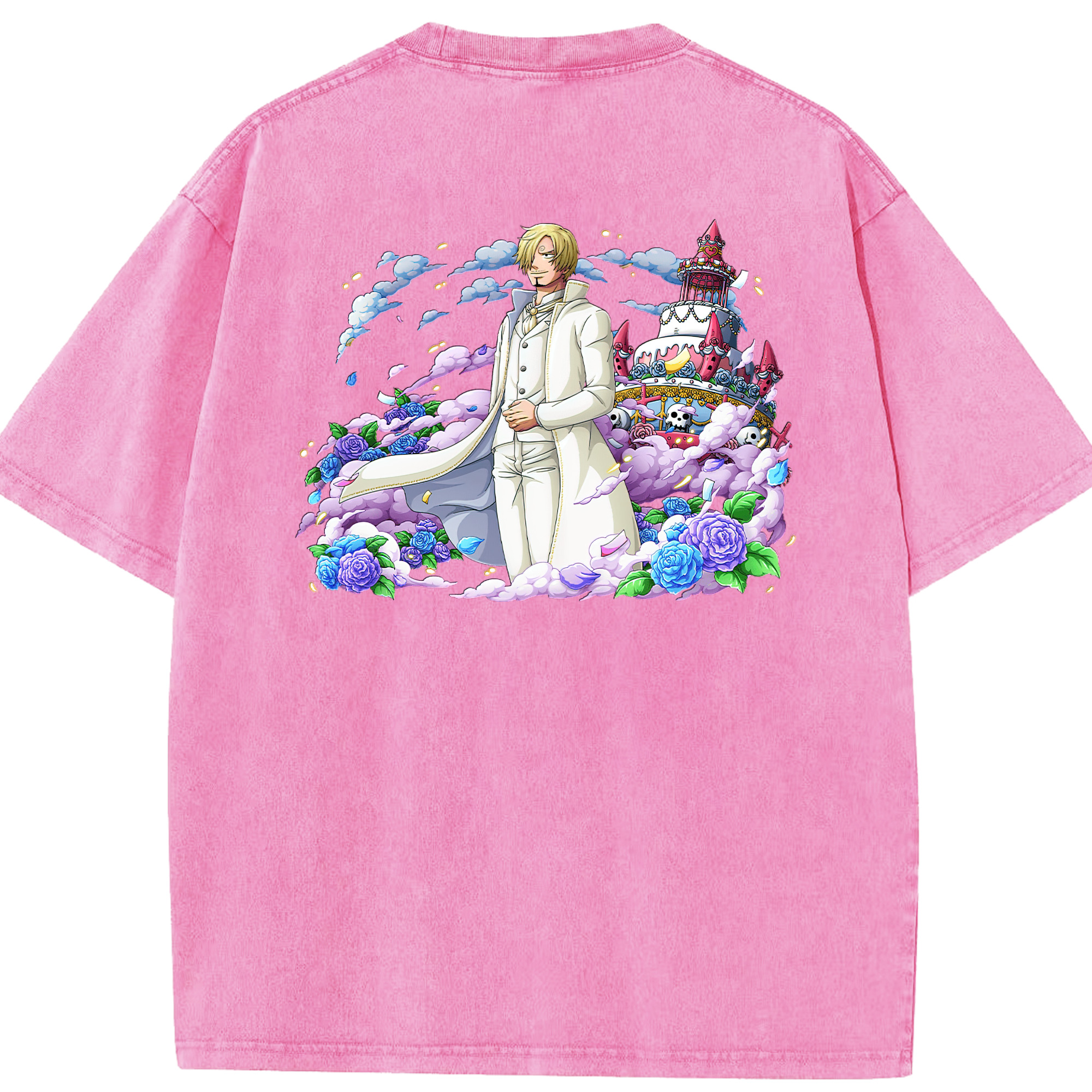 （画像用） ワンピース サンジ ONE PIECE Sanji 綿100% ヴィンテージ風 半袖Tシャツ（背面プリント）